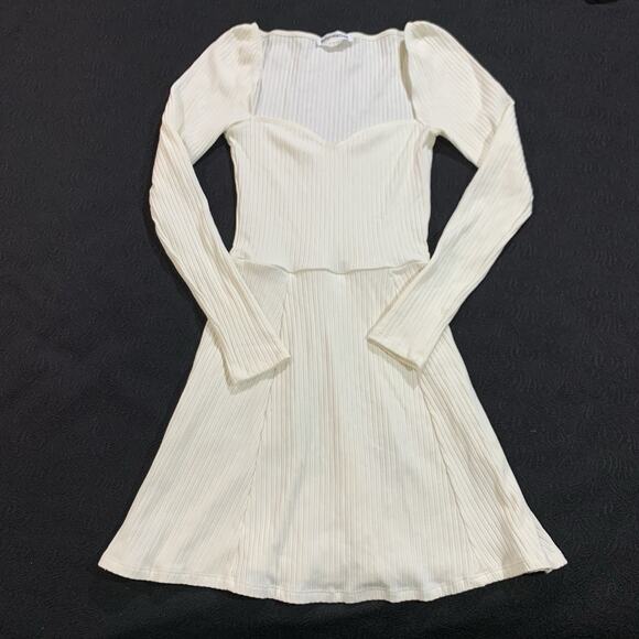 Reformation White Dress XS Bruno Stretch Knit Striped - Picture 1 of 16